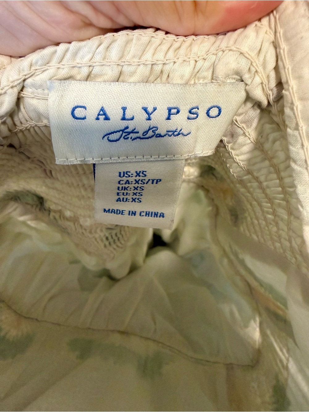 Calypso St. Barth Cream Maxi Dress with Green & Yellow Palm Print - Picture 4 of 7